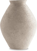 Signature Design by Ashley Hannela 17" Modern Distressed Polyresin Vase, Antique Tan