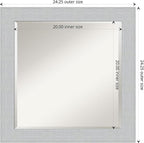 Amanti Art White Wall Mirror 24x24 Shiplap White Square Bathroom Mirror for Wall Decor Living Room, Medium Cottage Wood Frame, Hangs Horizonally and Vertically, Bathroom Decor, Beveled Edge