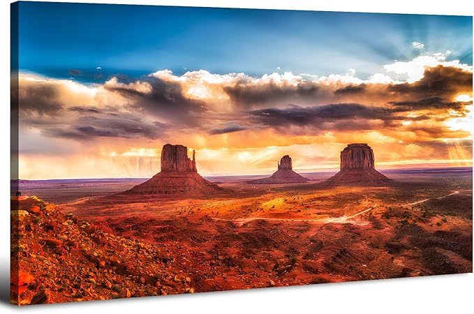 Monument Valley Mountain Wall Art Sunset Desert Wall Decor Nature National Park Posters Arizona Landscape Pictures Modern Scenery Canvas Prints Artwork for Living Room Bedroom Home Decorations 20x40"
