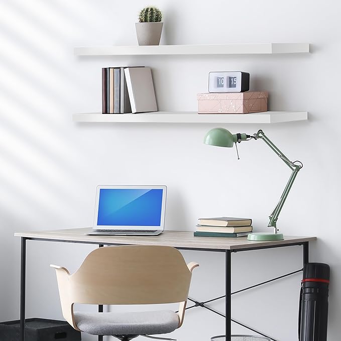 Sorbus Floating Shelves for Wall - 35 Inch Long Bathroom Shelves, Wall Decor for Bedroom, Kitchen, Living Room & Book Storage - Mounted Floating Shelf with Invisible Brackets (White, 2 Pack) | Long Wall Shelves