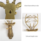 Animal Heads Wall Decor, Faux Deer Head Mount, Animal Sculptures Wall Decor, Resin Animal Head Wall Hanging Decoration for Living Room Bedroom Kitchen Gift,Deer