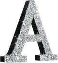 Qunclay 12'' Silver Crystal Diamond Bling Letters Crushed Diamond Decoration Wooden Glitter Letter with Screw and Hooks Rhinestone Gift for Wedding Y2k Mcbling Bedroom Wall Decor (Letter A)