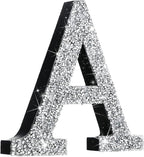 Qunclay 12'' Silver Crystal Diamond Bling Letters Crushed Diamond Decoration Wooden Glitter Letter with Screw and Hooks Rhinestone Gift for Wedding Y2k Mcbling Bedroom Wall Decor (Letter A)