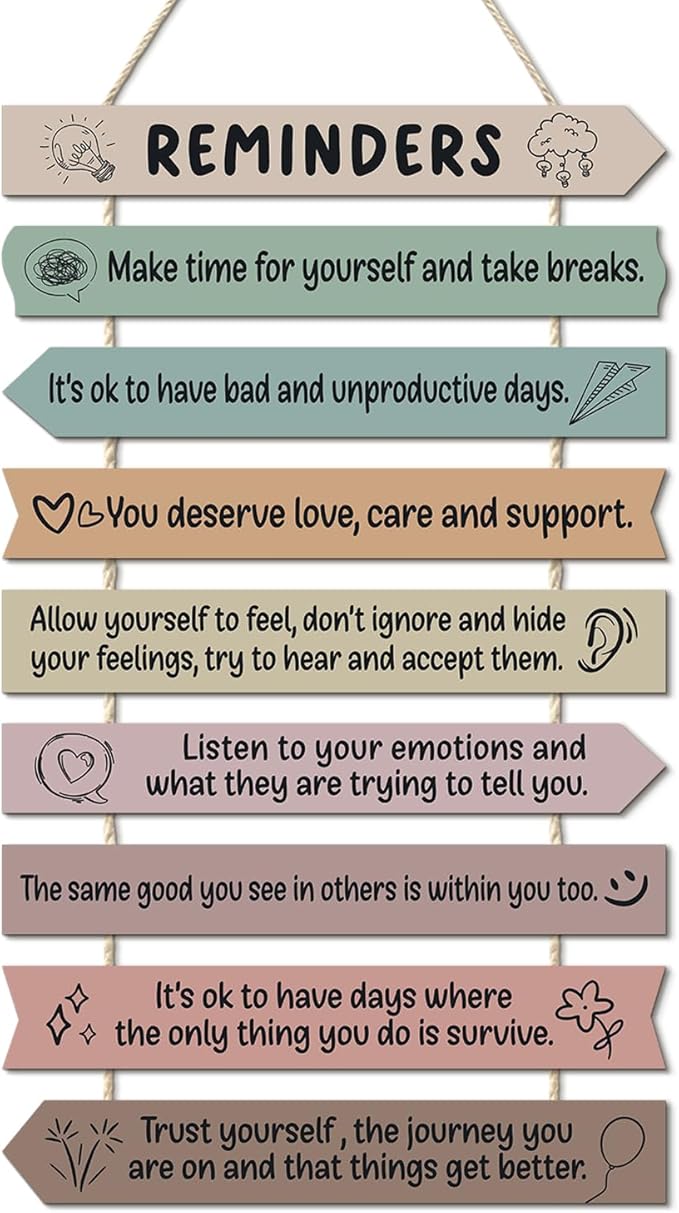Positive Affirmations Wooden Hanging Wall Decor Mental Health Reminders Classroom Decorations Positive Psychology Affirmations Feelings Wall Pediments for Home Counseling Office High School Classroom