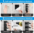 2 Pack Hat Organizer for Baseball Caps, Hat Rack for Wall Hold Up to 16 Hats, Hat Holder with Strong Adhesive and Screws, Hat Organizer Wall Mounted Hat Hanger Display for Door Closet Bedroom(A-Black)