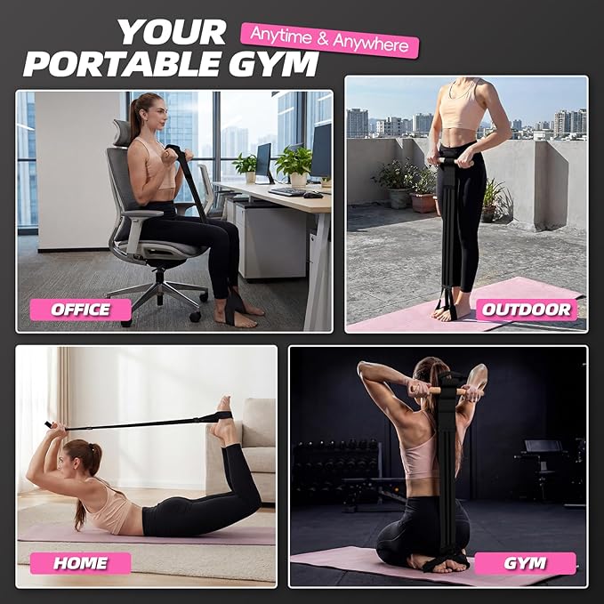 Pedal Resistance Bands with Handles, Upgrade Adjustable Manual Tension Training Pedal, Fabric Resistance Band with Wood Handles, Multifunction Fitness Bands for Abdomen, Waist, Arm, Leg