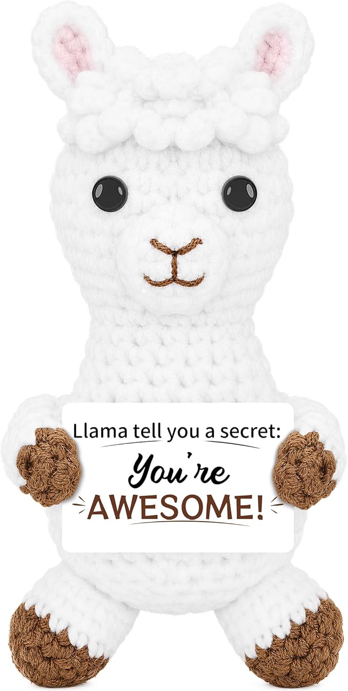 DAFURIET Funny Emotional Llama Gifts for Him Her, Positive Crochet Animals Fathers Day Birthday Anniversary Graduation Inspirational Appreciation Gift for Coworker Friend Colleague Teacher Mom Dad