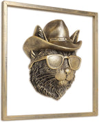 Newinhome Animal Heads Wall Decor (Includes Metal Frame) Resin Animals Sculptures Head Wall Hanging Decoration Gold vintage Wall Sculpture for Living Room Bedroom Office(Bobcat)