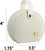 COLLECTIVE HOME - Travel Jewelry Case, Elegant Half-Moon Design with Gold Monogram, Detachable Handle, Personalized Accessory Organizer, Gift for Fashion-Forward Women and Teens (e)