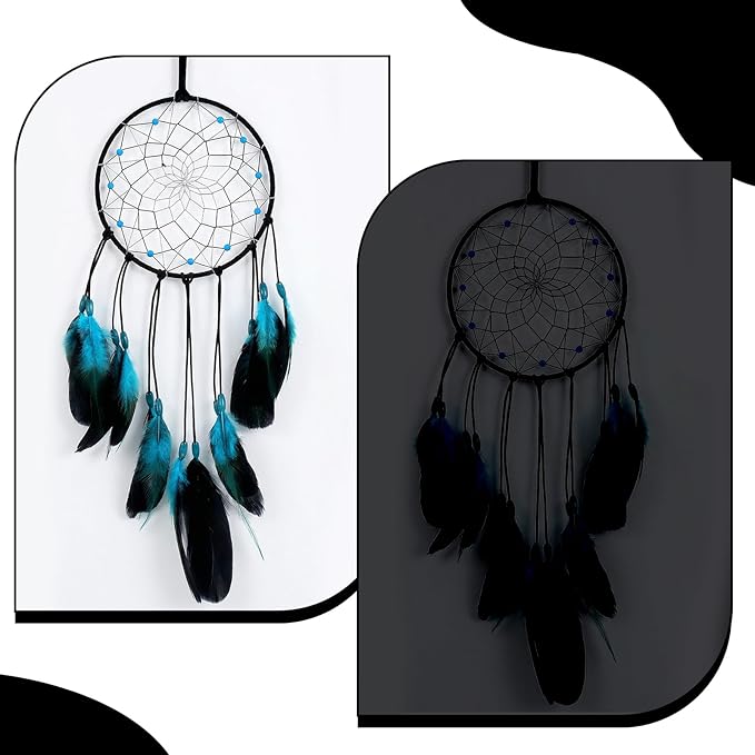 Blue Dream Catchers Home Handmade Blue Dreamcatcher Style Retro Feather Dreamcatcher Traditional Bedroom Decor Wall Hanging for Ornament Art Craft Gift Adults Halloween Christmas