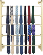 5 Tier Wall Mount Tie Rack Scarf Display Belt Pants Hangers Scarves Hijab Stand, Ribbon Organizer Holder Wrapping Paper Spool Storage Towel Rack for Retail Store,Home,Craft Room,Florist
