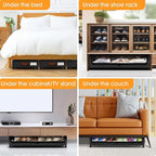 Under Bed Storage with Wheels 3Pack Storage Containers with Clear Window&Label Under Bed Drawers Rolling Under Bed Storage for Clothes,Shoes, Blankets (30.71 x 16.93 x 6.69 in, Black)