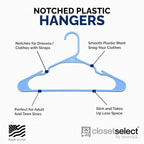 Plastic Hangers 50 Pack - Space Saving Clothes Hangers, Made in USA, Durable & Strong Plastic Shirt & Coat Hanger with Notches & Shoulder Grooves, Non-Slip Clothing Hangers | Victory Blue