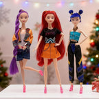 2025 New Korean Idol Dolls Set with Trendy Outfits,Singer Doll Merch Christmas Decorations Gifts (Multicolor-3PCS)