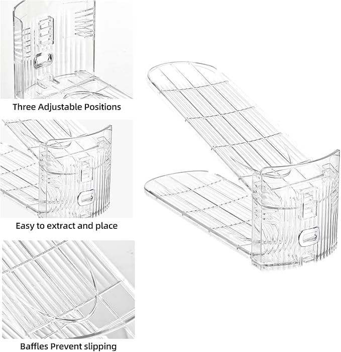 Shoe Slots Organizer，12Pack Clear Shoe Stackers for a Pair of Shoes,Adjustable Shoe Rack with Three Levels，Shoe Storage Shoe Space Saver