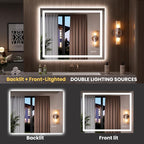 LOAAO 39.4"x31.5" LED Mirror for Bathroom, Lighted Bathroom Mirror with Lights, Anti-Fog, Dimmable, Memory Function, Clear Reflection