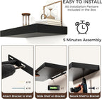 Venusmiles Floating Shelves for Wall, 36" W x 12" D x 2" H, 2 Pack of Long Wall Mounted Engineered Wood Shelves with Invisible Brackets for Living Room, Bedroom, Bathroom, Kitchen Decor, Black