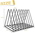 Udreamer 9 Slot Vinyl Holder,Desktop Vinyl Record Storage Holds Up 30 Vinly Records,Metal Magazine Rack Triangle File Holder for Office Homer,Black