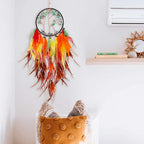 Pretty Jolly Cat's Eyes Tree of Life Dream Catcher Wall Decor with Healing Crystal Stone Handmade Colored Feather Dream Catchers Decoration Wall Hanging Bedroom Room Wedding Party Wish Gift-25.6"