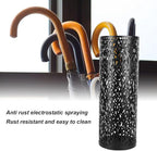 BEIJIALY Metal Umbrella Holder, Umbrella Stand Rack for Entryway, Metal Hollowed Freestanding Round Umbrella Holder Organizer Bin for Home Hotel Office Decor(Black Large)