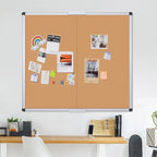 VIZ-PRO Large Cork Bulletin Board/Foldable Noticeboard, 48 X 48 Inches, Silver Aluminium Frame