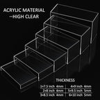 Sezanrpt Acrylic Display Risers 6pcs, Clear Rectangular Display Organizer Stands, Acrylic Display for Funko Pop Figure, Desserts, Cupcake, Toys, Collectibles, Merchandises - 7.5''x8''x8.5''x9''x9.5''x10''