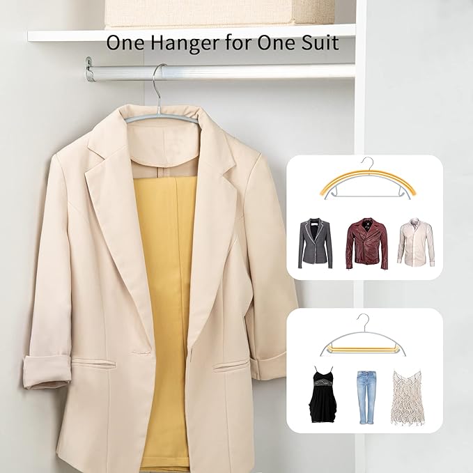Nature Smile Non Slip PVC Coating Sweater Hangers,Dress Suit Coat Hangers,Shoulder Bump Free Golf T Shirts Clothes Hangers (Silvery Grey Color 10 Pack)