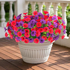 12 Bundles Morning Glory Artificial Flowers for Outdoor Decoration UV Resistant Fake Plastic Plants Artificial Greenery for Indoor Outdoor Garden Patio Window Box Home Decor
