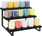ELITEROO 3 Tier Wooden Display Riser Stand, Portable Products Display Shelf, 3 Step Straight Display Rack for Retail Tabletop, Countertop, Craft Shows, Farmers Market, Tradeshows, Vendors, Black