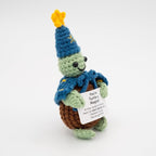 Handcrafted Crochet Witch Doll, Small 2.5x1.5x4 Inch Decorative Plush Figure, Yarn Material, Magical Theme, Inspirational Signs, for Ages 13+ (Turtle Wizard)