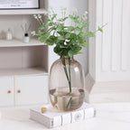 Brown Glass Vase, 10 Inches Large Glass Vase, Tall Glass Vases for Flowers, Modern Round Vases for Living Room, Dining Table, Shelf, Wedding, Office, Home