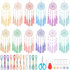 INFUNLY 12 Sets DIY Colorful Mini Dream Catcher Kit with Instruction Small Dream Catcher Kit for Starters Boho Handmade Dreamcatcher Making Set for Adults for Bag Pendant Wall Hanging Home Car Decor
