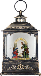 Wondise Christmas Muscal Snow Globe with Timer, USB Plug-in & Battery Operated Spinning Water Glitters Lighted Singing Snow Globe Lantern for Christmas Decorations