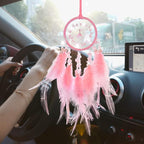 Car Dream Catcher for Rearview Mirror Accessories, Car Mirror Hanging Accessorie, Car Charms Ornament Lucky Ornament Pendant Car Interior Accessorie (Pink)