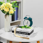 Capoda 3 Pcs Decorative Books for Home Decor Farmhouse Faux Stacked Books Wooden Rustic Table Decor with Bead Garland Twine Ribbon Faux Leaf for Table(Remember)
