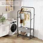 Clothes Garment Coat Rack Drying Clothing Racks Metal Freestanding for Hanging Clothes Portable Closet for Laundry Bedroom Black