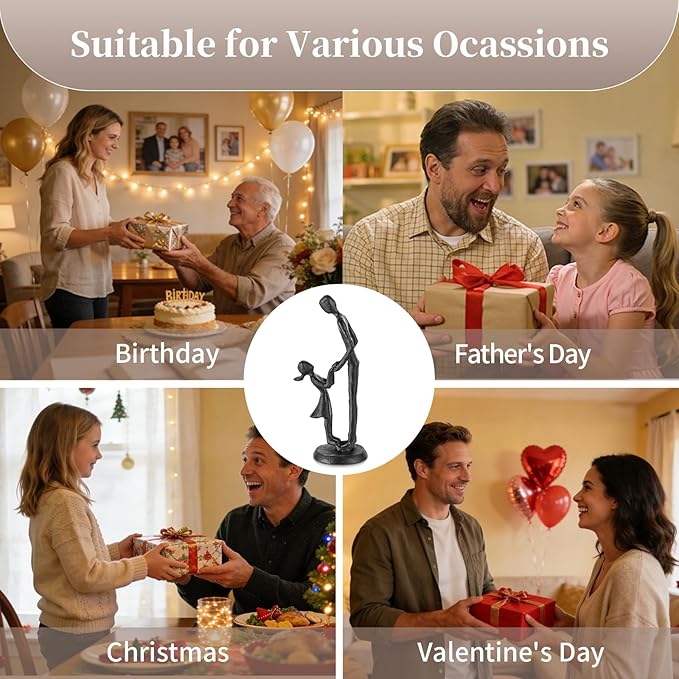 Sziqiqi Figurines Gifts for Father - Dad Daughter Iron Statues Father Daughter Love Sculpture Decoration for Fathers Day Wedding Christmas Birthday Gifts for Dad for Son Husband