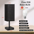 Touch Bedside Table Lamp for Nightstand - 3-Way Dimmable Night Lamp with USB A + Type C Charging Ports and Two AC Outlets, Small Desk Light with E26 LED Bulb for Bedroom Living Room Dorm Office,Black
