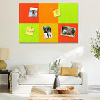 Square Felt Cork Bulletin Board Tiles, Self Adhesive DIY Felt Pin Board for Wall 30" x 20" with 35 Pushpins for Office School Home Wall Decor Stickers Memos Photos Display (Gradual Orange)