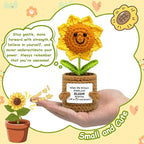 Crochet Sunflower Teacher Gifts for Women Men, Emotional Support Teacher Appreciation Gift for Best Friend Sister and Coworker, Cool Birthday Gift for Teens Girls Boys, Encouragement Gifts for Women