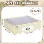 Panelee 6 Pcs 14 x 12 x 3 Inch Sweater Storage Bags Easy Gliding Zippered Sweater Package Organizer Closets Under The Bed Zippered Storage Bags with Label Pocket to Avoid Dust Dirt(Beige)