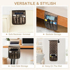 Remote Control Holder for Armchair, Couch Recliner Chair Caddy, Non-Slip Arm Chair Caddy for Recliner with 5 Pockets for Table, Ipad, Magazines, Arm Chair Bedside Caddy Storage Organizer (Brown)