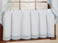 Sweet Home Collection Adirondack Cotton Kitchen Window Curtains Pair, 24" Tier, White/Blue