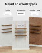 AMADA HOMEFURNISHING 47.2" L Floating Shelves, Wall Shelves Set of 3 for Bathroom/Living Room/Bedroom/Kitchen, Floating Shelves for Wall Decor with Invisible Brackets - AMFS55V