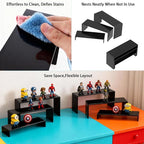 6 PCs Risers Display Stands 3 Tiers Desktop Acrylic Shelves Cake Dessert Holder Products Stand for Collectibles Shoes Jewels Pop Figure （Black）