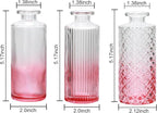 Brajttt Glass Bud Vase Set in Bulk, 9pcs Mini Vintage Flower Vases for Wedding,Pink Relief Vase for Centerpieces,Home Table Flower Decor, Party Decorations