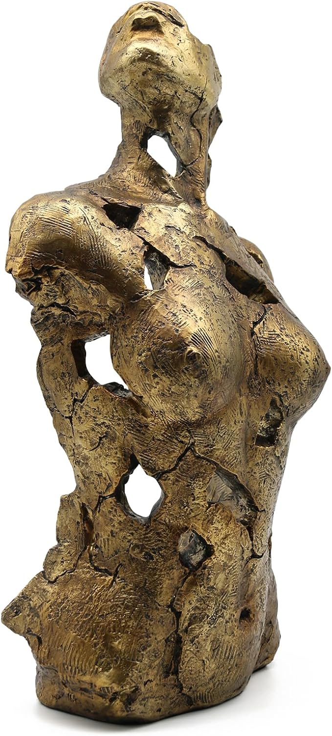 Lukitas Abstract Female Bust Statue and Sculpture, Lady Figurine Art Decor, Aesthetic Ornament for Office Living Room Bedroom, Golden, Resin 16"