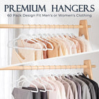 HOUSE DAY White Velvet Hangers 20 Pack, Non Slip Clothes Felt Hanger Heavy Duty for Coat, Premium Slim Space Saving Suit Hangers for Closet Organizer, 360° Rotating Silver Hook