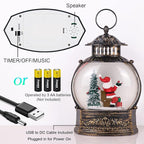 Wondise Lighted Christamas Snow Globe Lantern with Timer, 11.2 Inch USB Plug-in & Battery Operated Spinning Water Glitters Lighted Singing Snow Globe(Santa)
