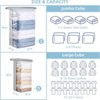 8 Pack Vacuum Storage Bags, Cube Combo (3 Jumbo+5 Medium), Vacuum Seal Bags for Clothing, Bedding, Blanket, Space Saving Closet Organization